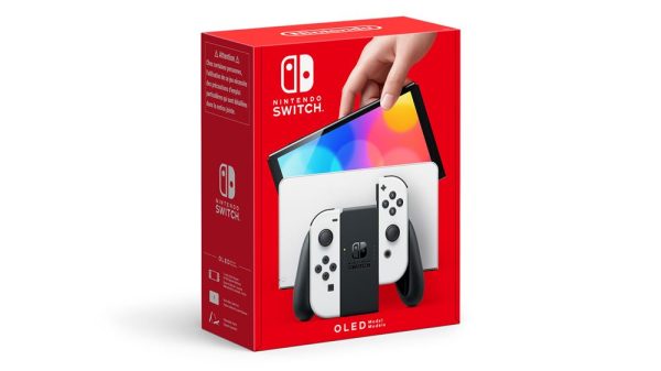 Nintendo Switch (modèle OLED) avec station d’accueil et manettes Joy-Con blanches – Image 7